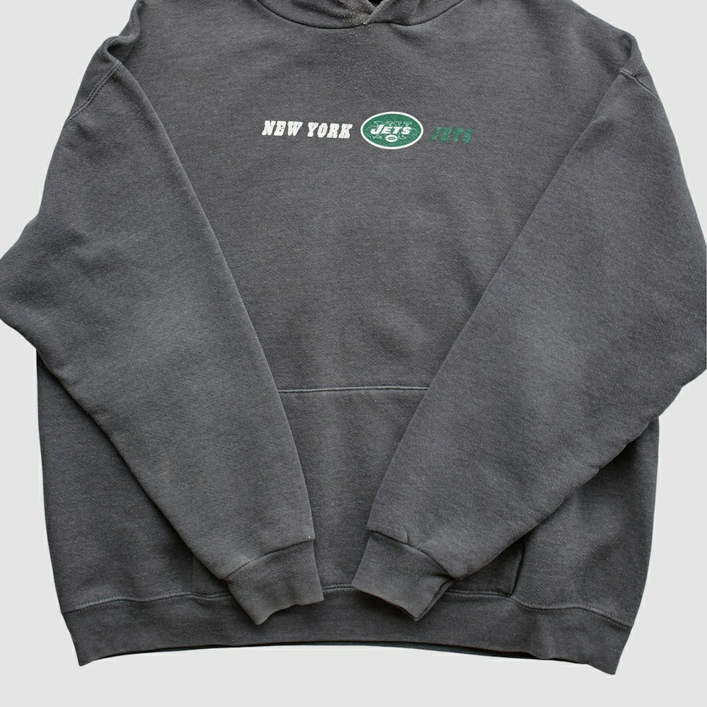 New York Jets Team Edition Apparel 2000s Hooded Pullover Sweatshirt Charcoal Vintage - Fanatics