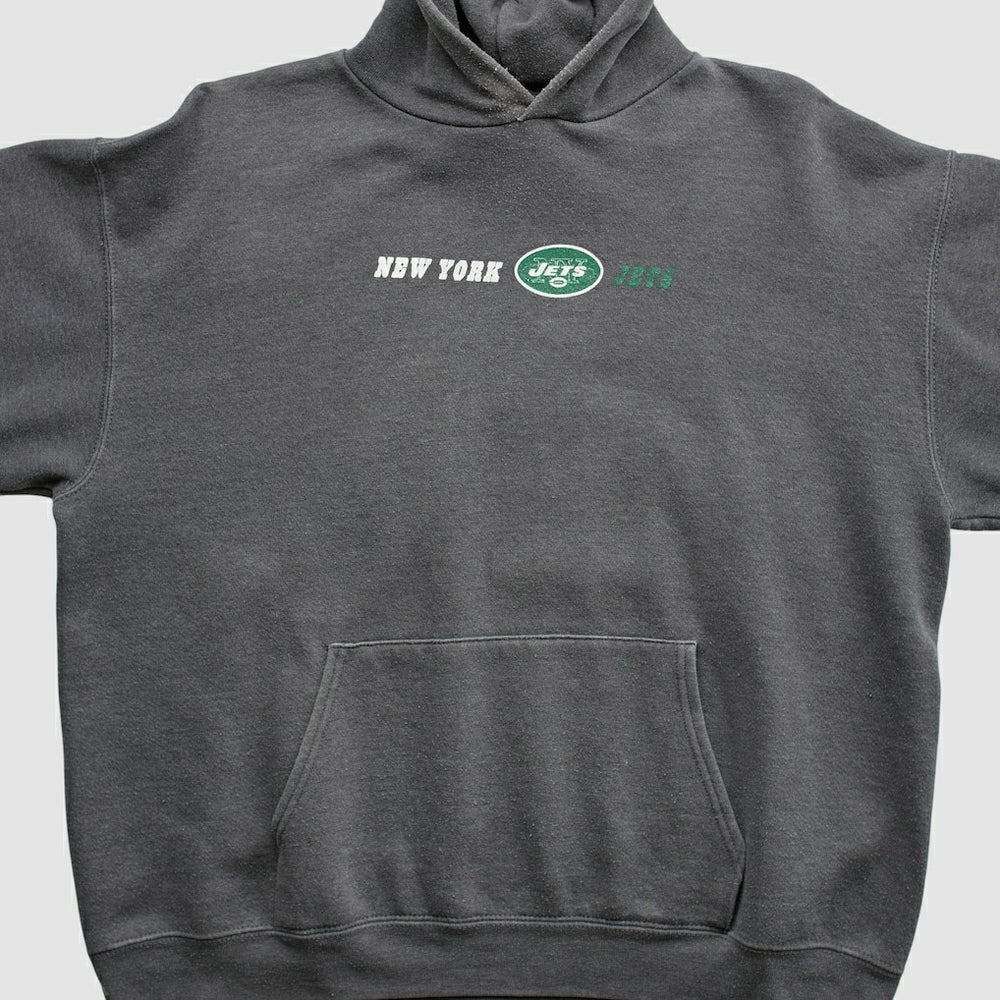 New York Jets Team Edition Apparel 2000s Hooded Pullover Sweatshirt Charcoal Vintage - Fanatics