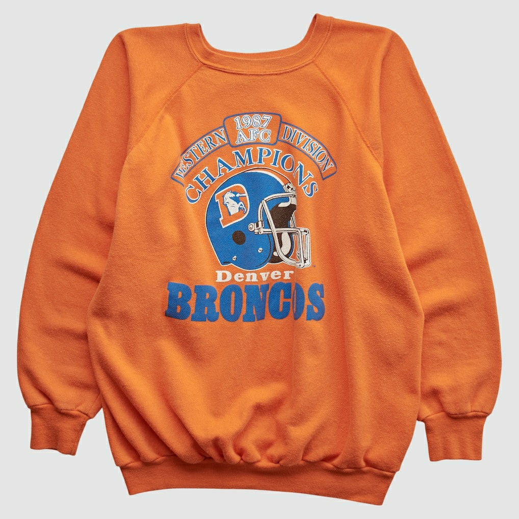 Denver Broncos Trench 1987 Pullover Sweatshirt Orange Vintage - Fanatics