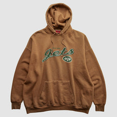 New York Jets NFL 2000s Hooded Pullover Sweatshirt Brown Vintage - Fanatics