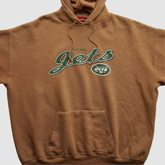 New York Jets NFL 2000s Hooded Pullover Sweatshirt Brown Vintage - Fanatics