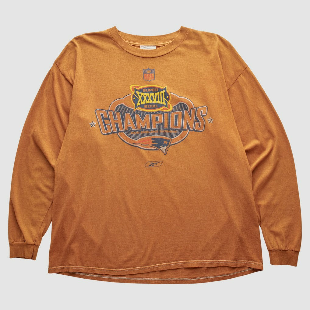 New England Patriots Reebok 2004 Long Sleeve T-shirt Orange Vintage - Fanatics