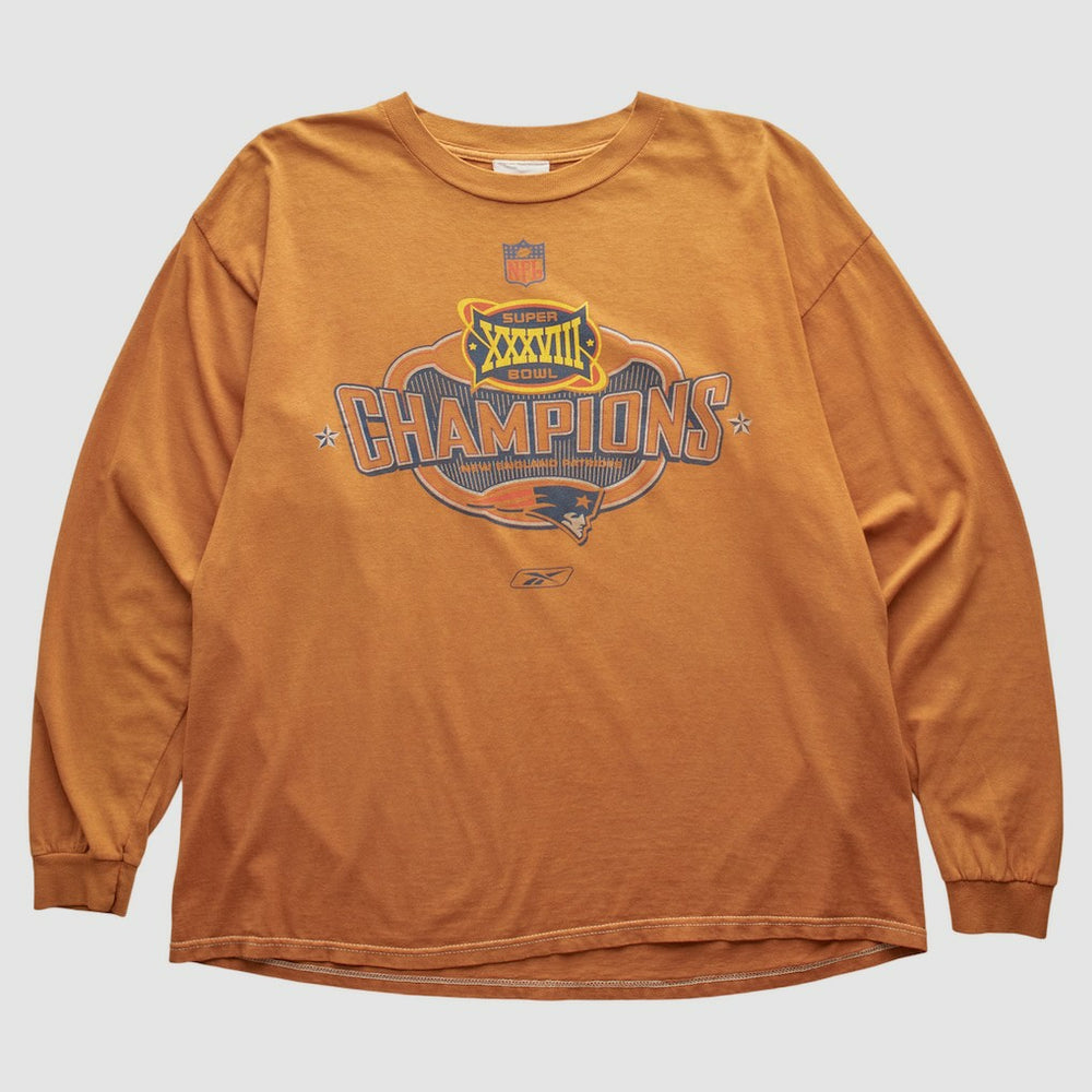 New England Patriots Reebok 2004 Long Sleeve T-shirt Orange Vintage - Fanatics
