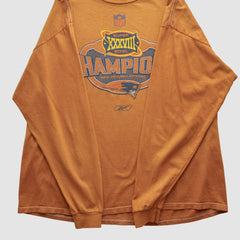 New England Patriots Reebok 2004 Long Sleeve T-shirt Orange Vintage - Fanatics