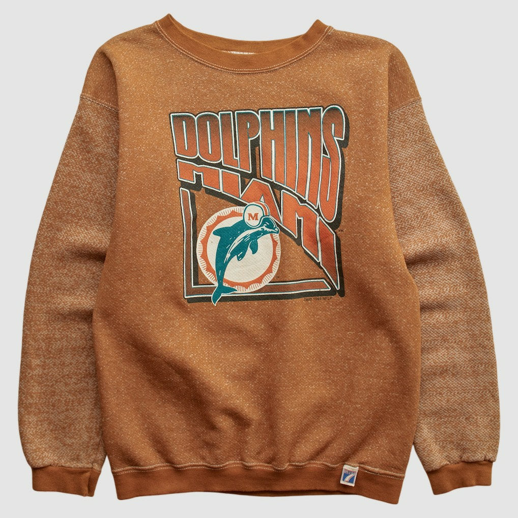 Miami Dolphins Logo 7 90s Pullover Sweatshirt Brown Vintage - Fanatics