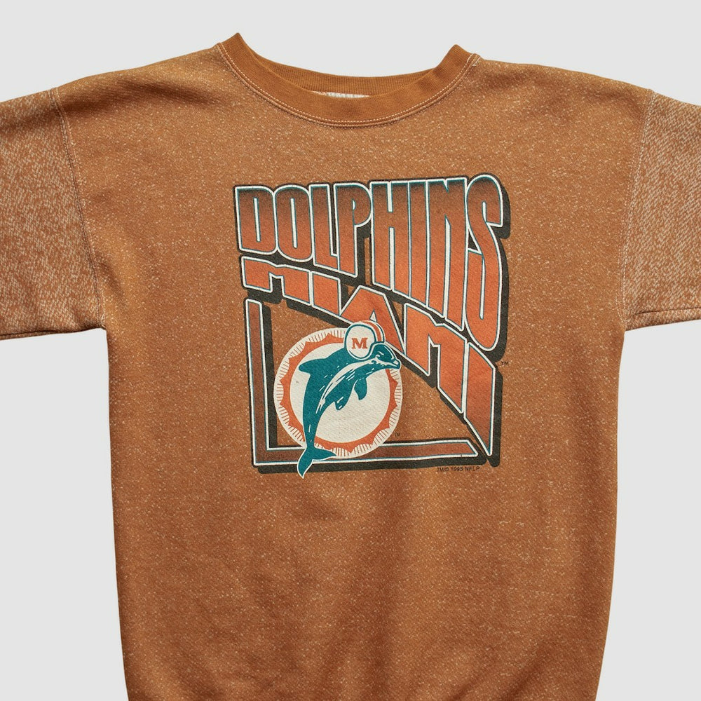 Miami Dolphins Logo 7 90s Pullover Sweatshirt Brown Vintage - Fanatics