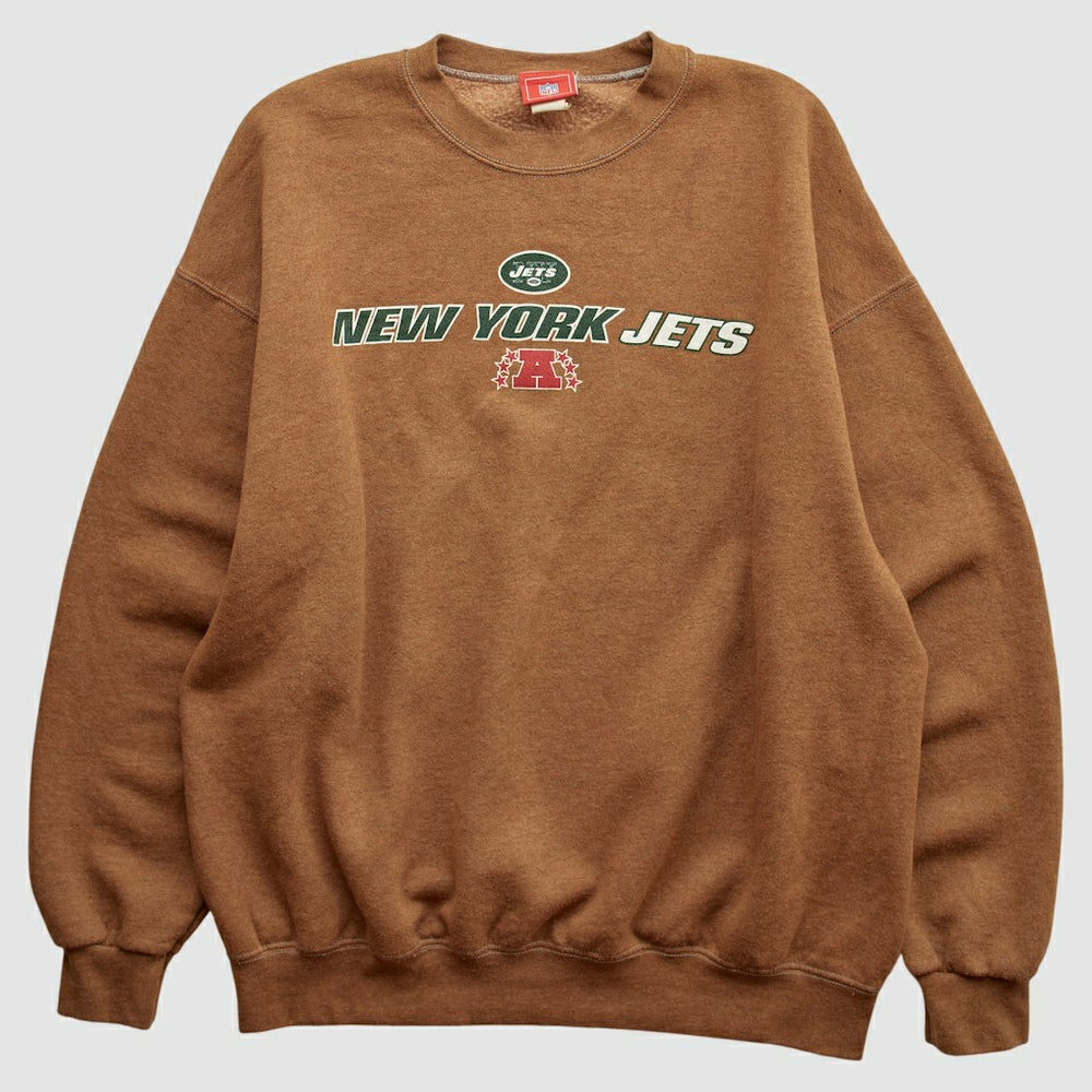 New York Jets NFL 2000s Pullover Sweatshirt Brown Vintage - Fanatics