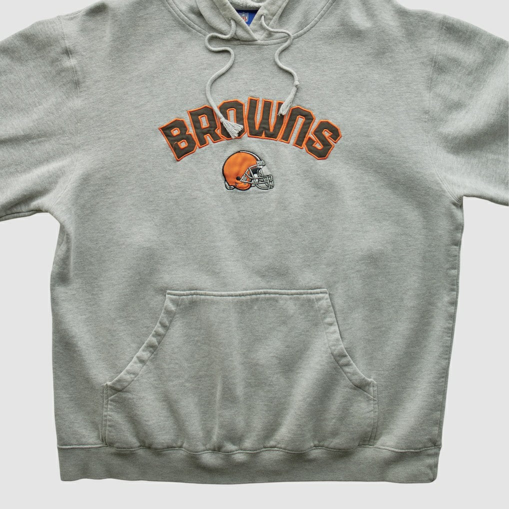 Cleveland Browns NFL 2000s Hooded Pullover Sweatshirt Heather Gray Vintage - Fanatics