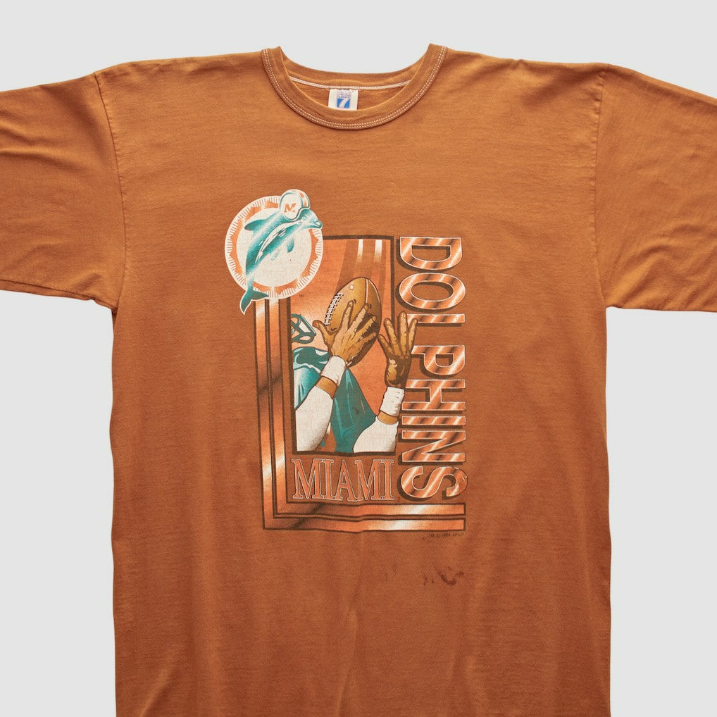 Miami Dolphins Logo 7 90s T-shirt Orange Vintage - Fanatics