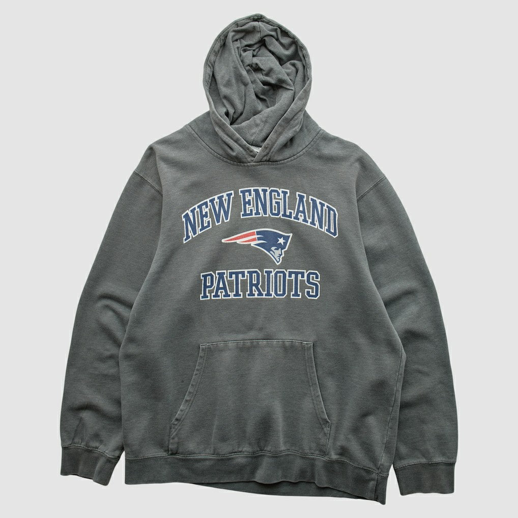New England Patriots Majestic 2010s Hooded Pullover Sweatshirt Gray Vintage - Fanatics