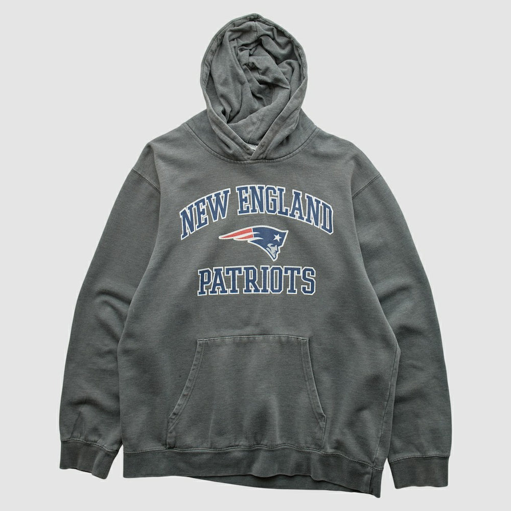 New England Patriots Majestic 2010s Hooded Pullover Sweatshirt Gray Vintage - Fanatics