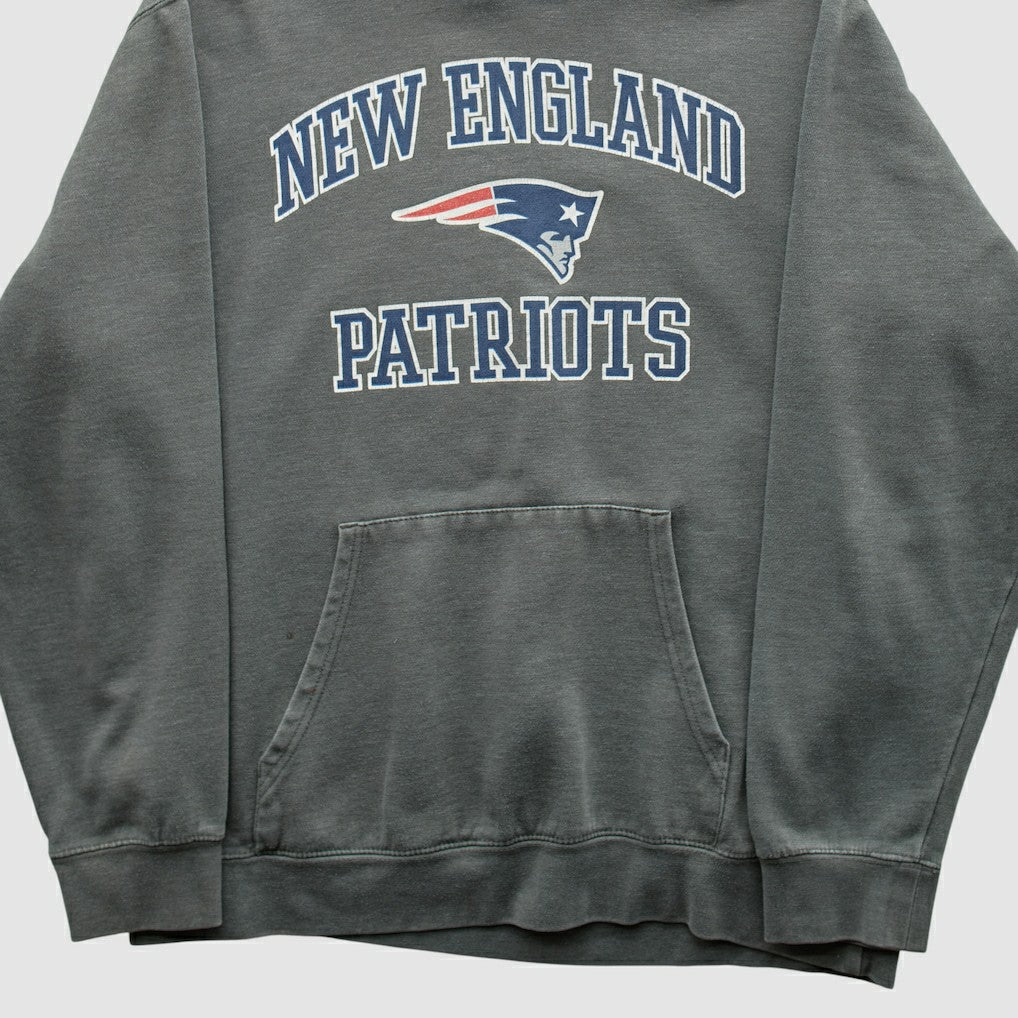 New England Patriots Majestic 2010s Hooded Pullover Sweatshirt Gray Vintage - Fanatics