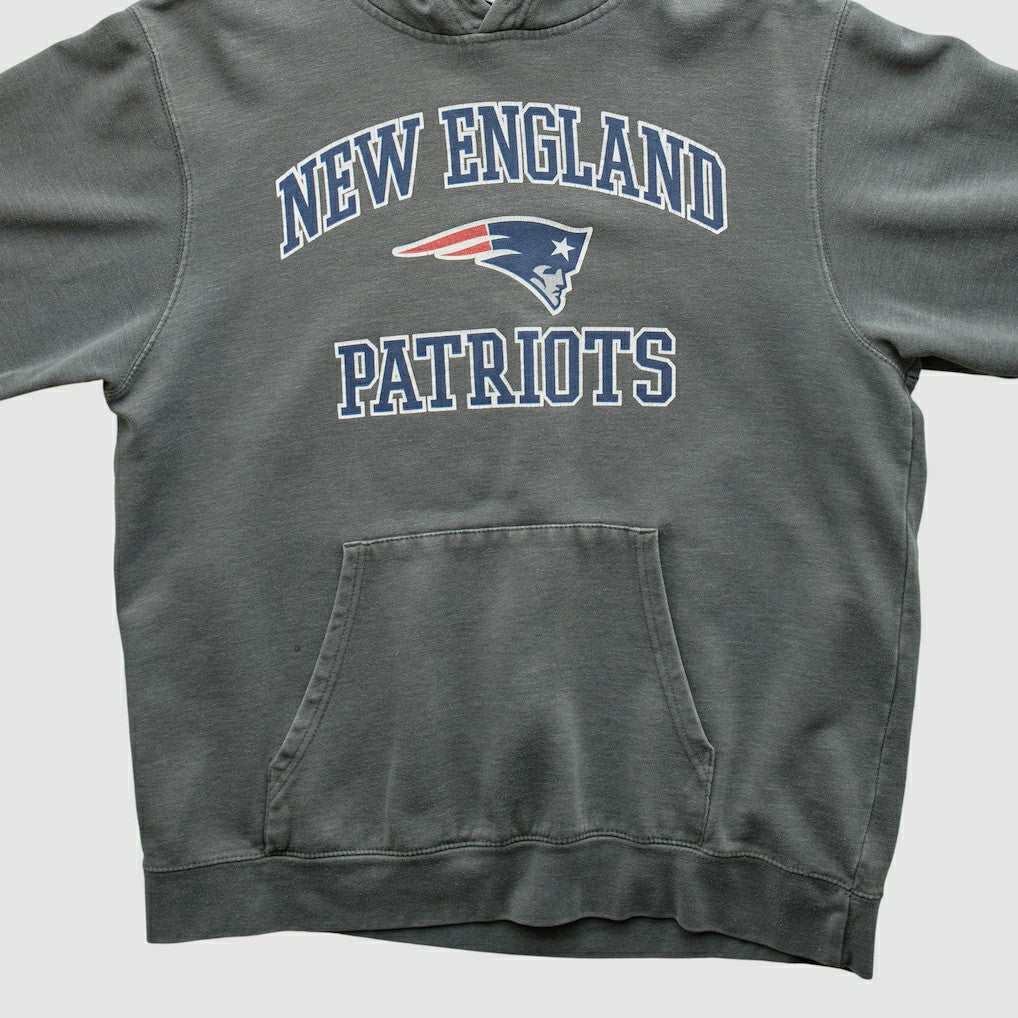 New England Patriots Majestic 2010s Hooded Pullover Sweatshirt Gray Vintage - Fanatics