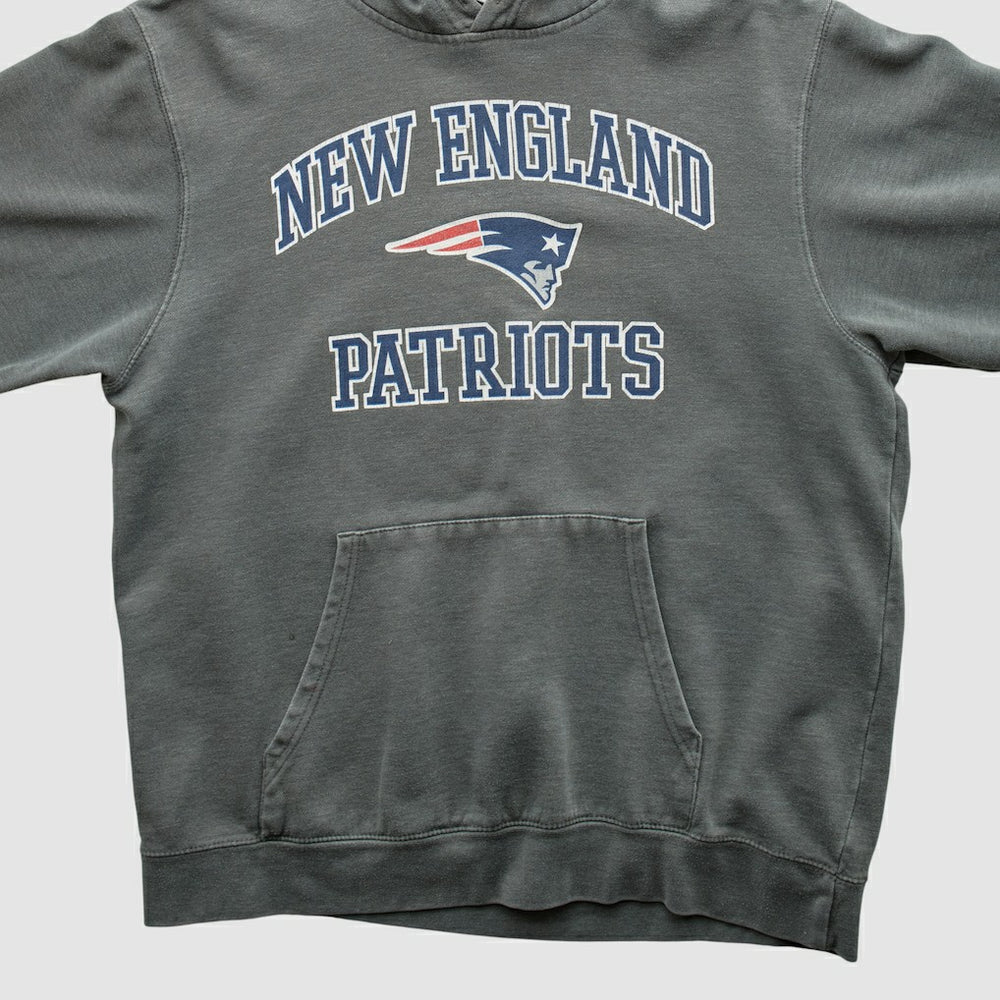 New England Patriots Majestic 2010s Hooded Pullover Sweatshirt Gray Vintage - Fanatics