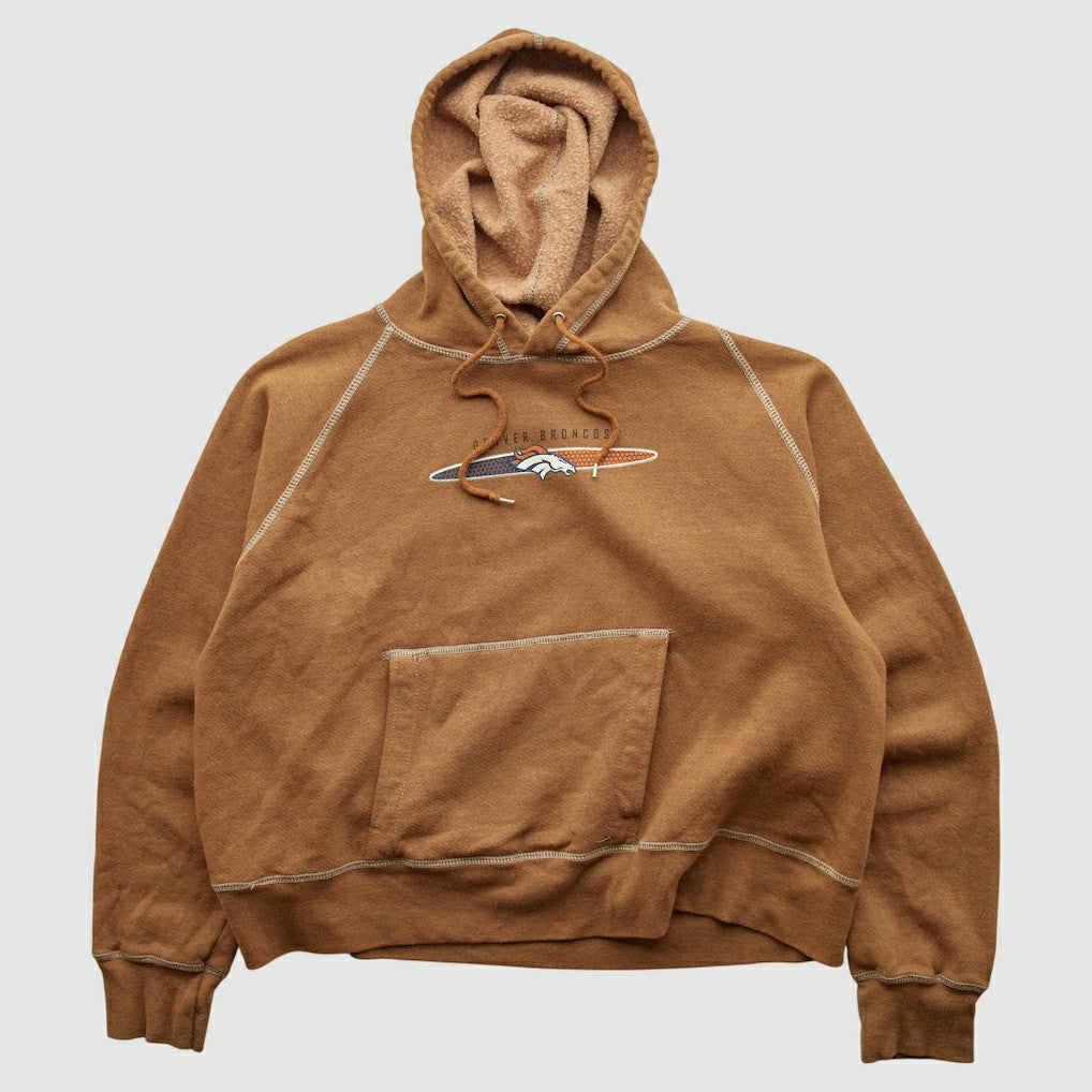 Denver Broncos NFL 2000s Hooded Pullover Sweatshirt Tan Vintage - Fanatics