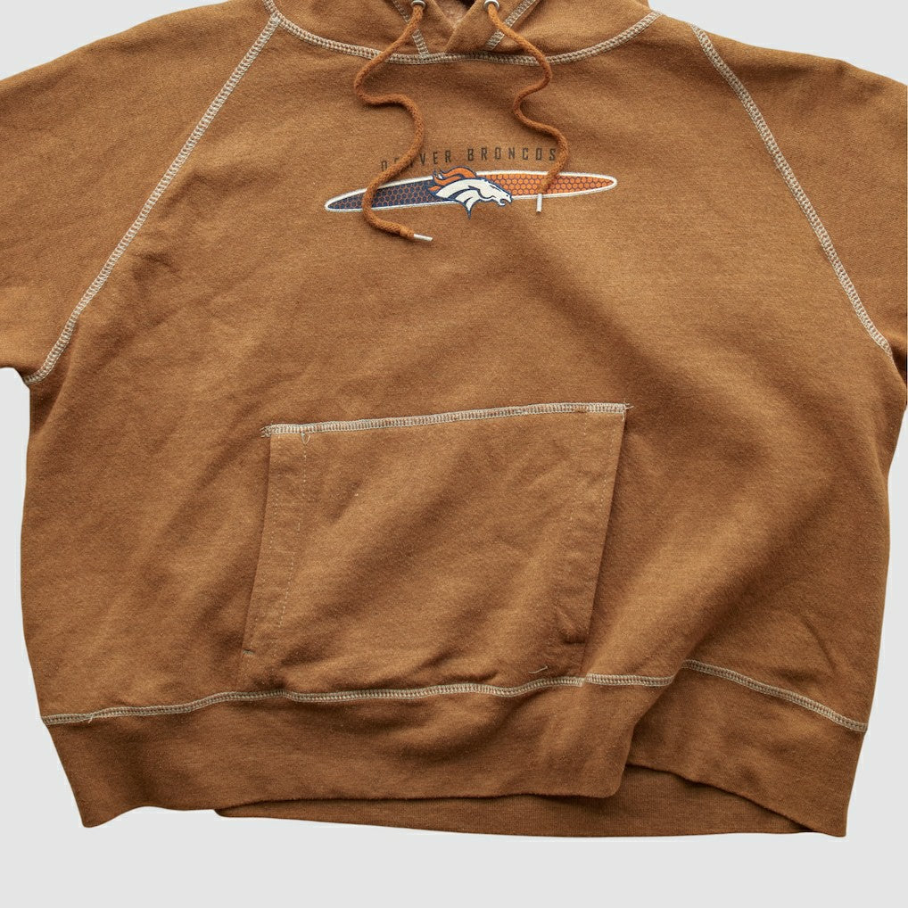 Denver Broncos NFL 2000s Hooded Pullover Sweatshirt Tan Vintage - Fanatics