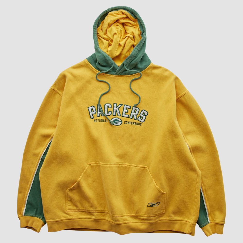 Green Bay Packers Reebok 2000s Hooded Pullover Sweatshirt Yellow Vintage - Fanatics