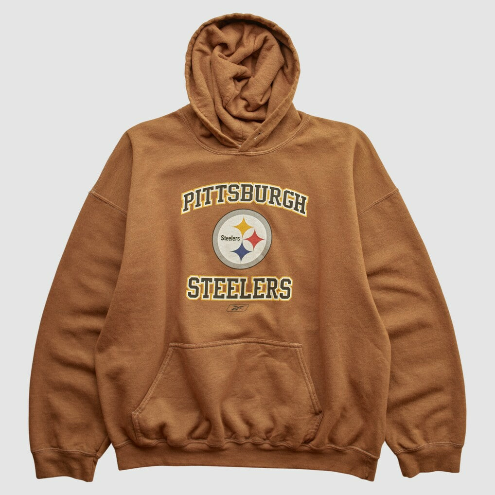 Pittsburgh Steelers Reebok 2000s Hooded Pullover Sweatshirt Brown Vintage - Fanatics