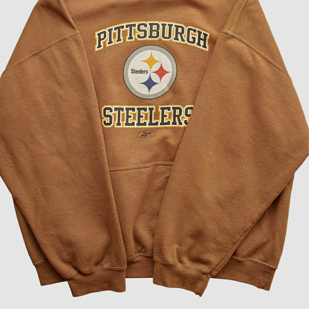 Pittsburgh Steelers Reebok 2000s Hooded Pullover Sweatshirt Brown Vintage - Fanatics