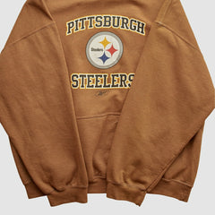 Pittsburgh Steelers Reebok 2000s Hooded Pullover Sweatshirt Brown Vintage - Fanatics
