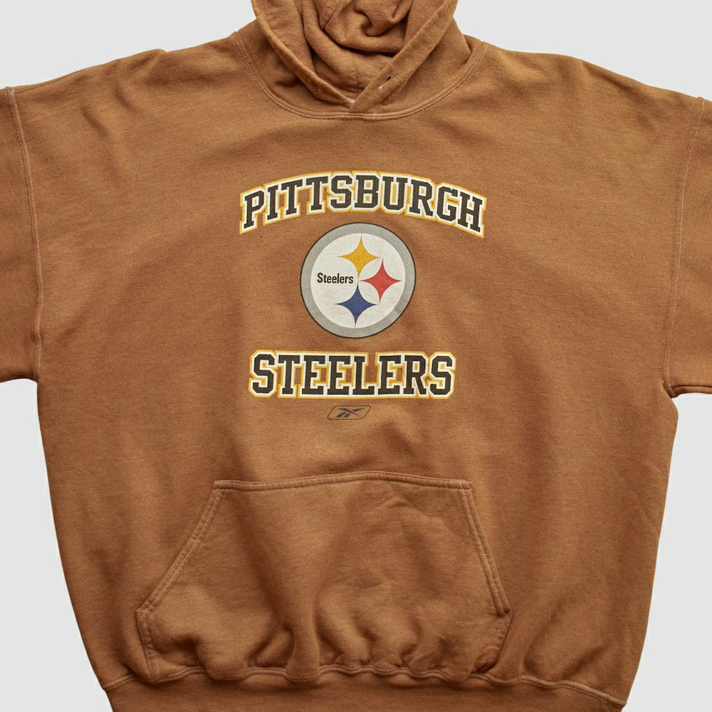 Pittsburgh Steelers Reebok 2000s Hooded Pullover Sweatshirt Brown Vintage - Fanatics