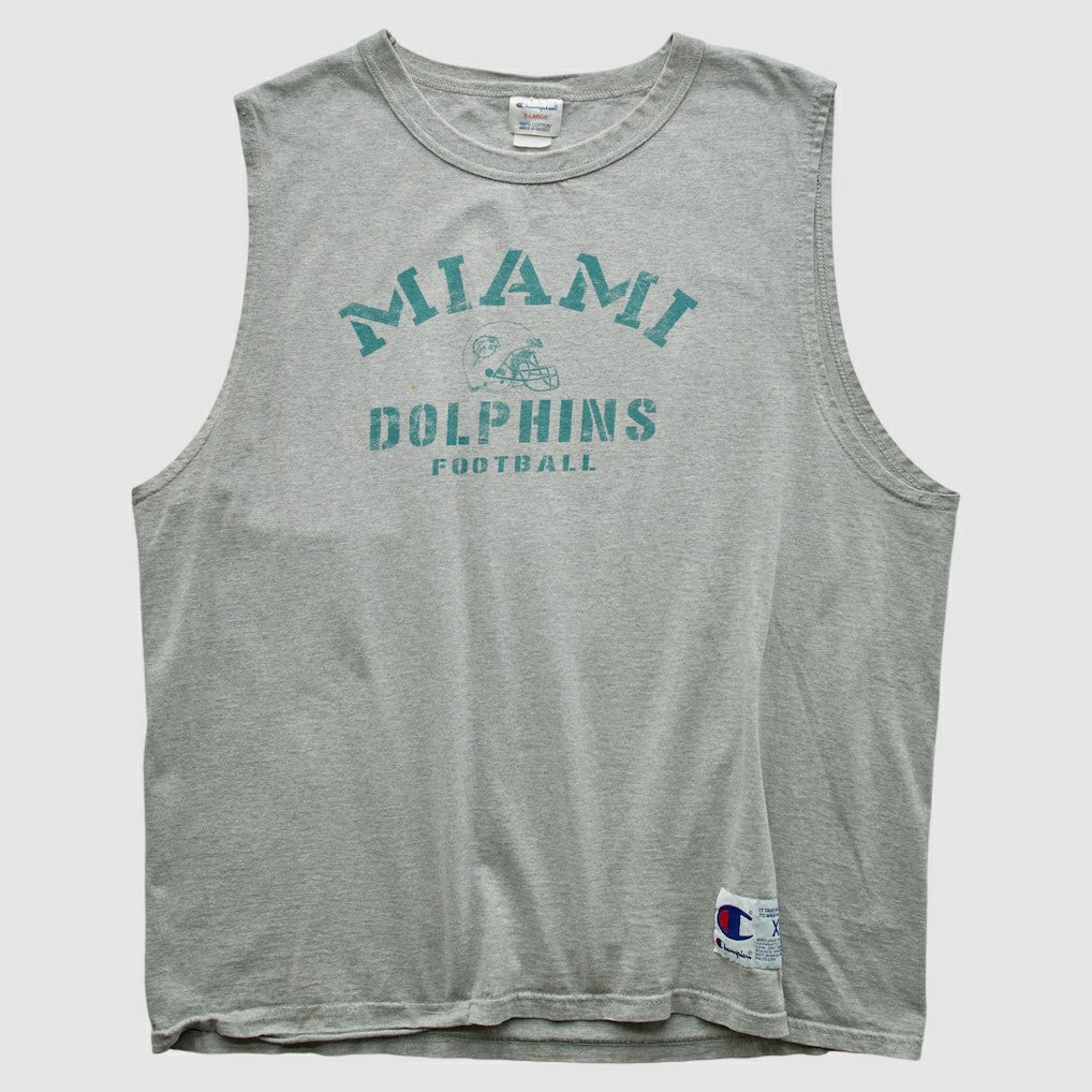 Miami Dolphins Champion 2000s Tank Heather Gray Vintage - Fanatics