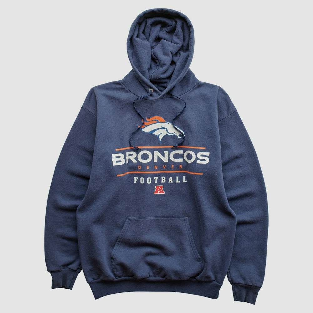 Denver Broncos NFL 2000s Hooded Pullover Sweatshirt Navy Vintage - Fanatics