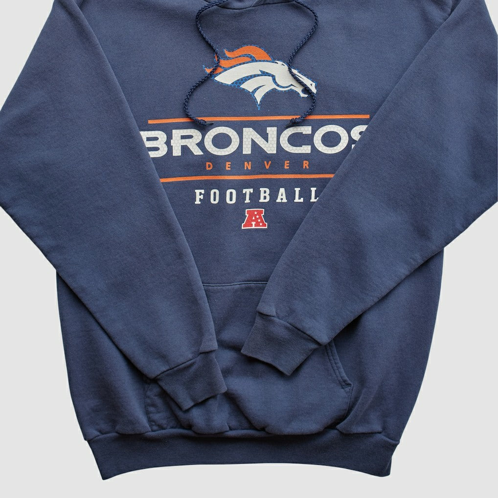 Denver Broncos NFL 2000s Hooded Pullover Sweatshirt Navy Vintage - Fanatics