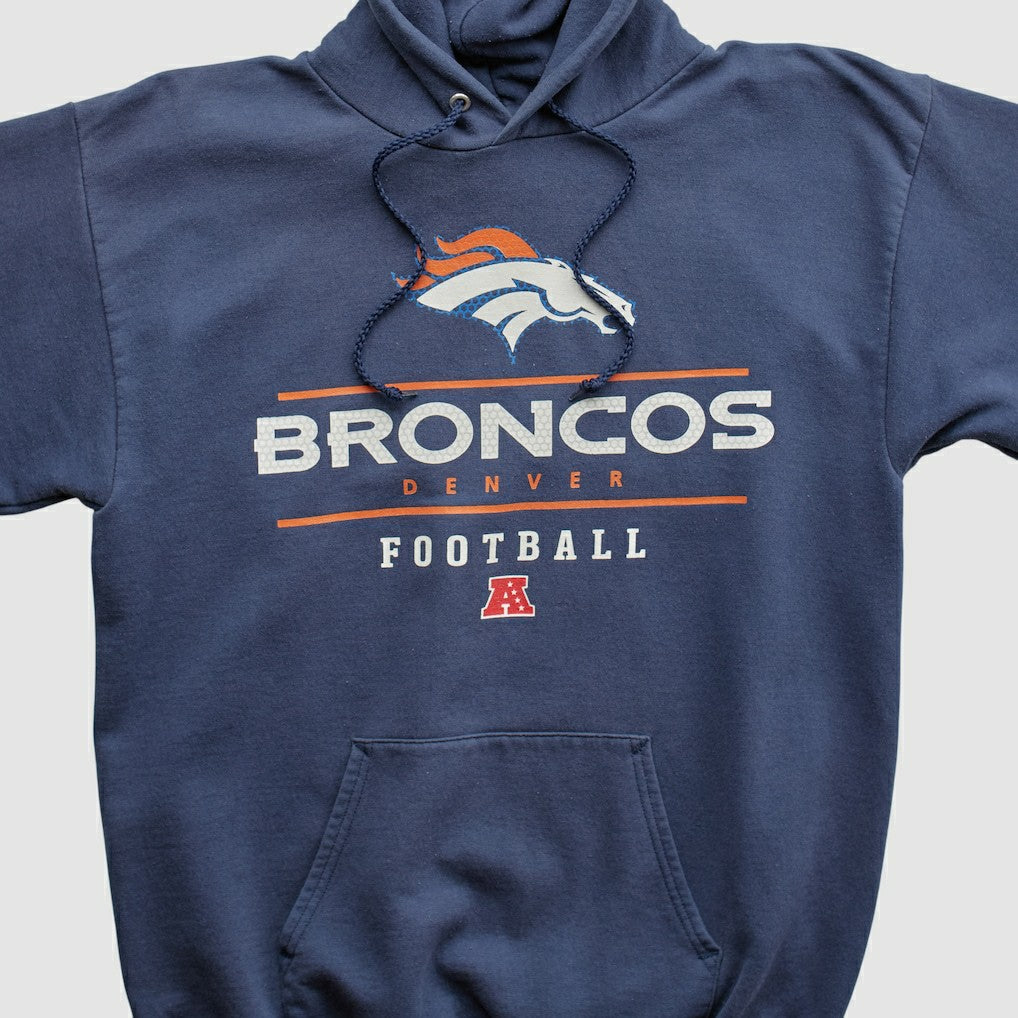 Denver Broncos NFL 2000s Hooded Pullover Sweatshirt Navy Vintage - Fanatics