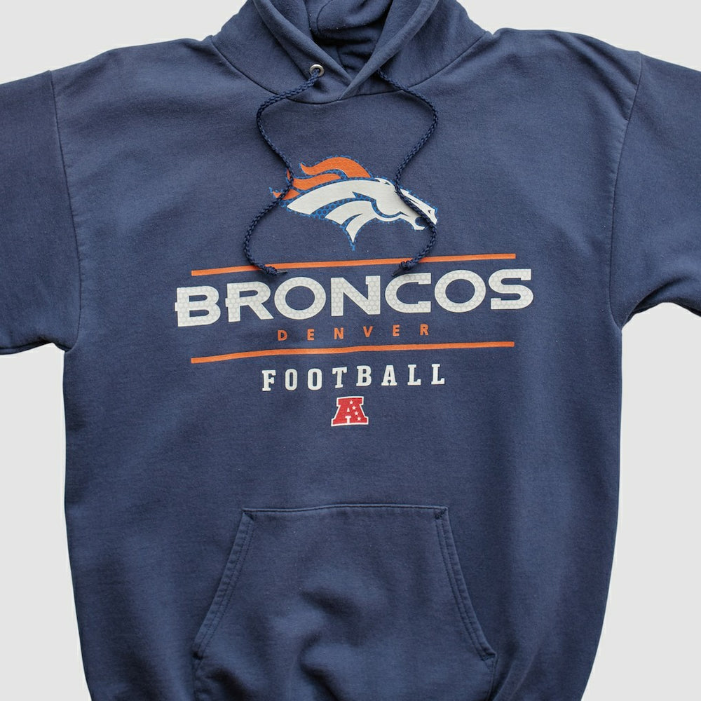 Denver Broncos NFL 2000s Hooded Pullover Sweatshirt Navy Vintage - Fanatics