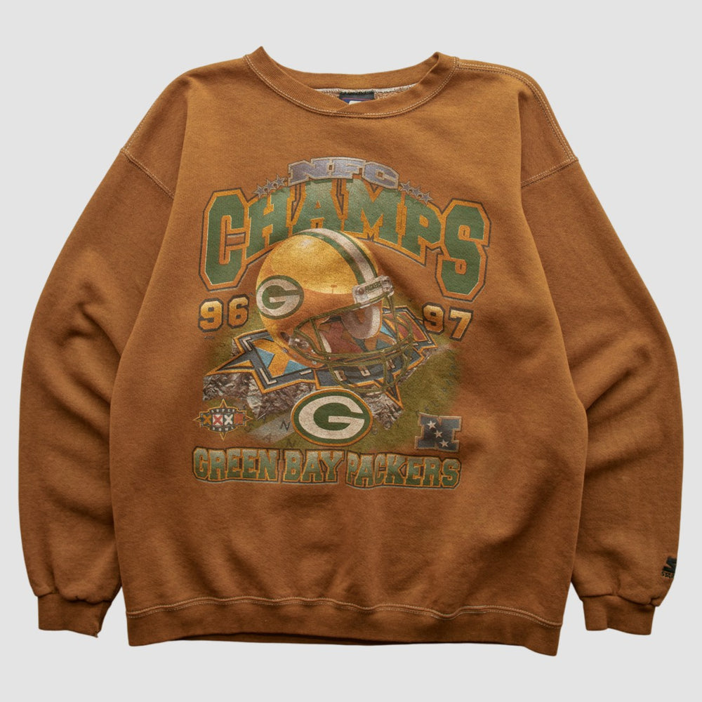 Green Bay Packers Starter 1997 Pullover Sweatshirt Brown Vintage - Fanatics
