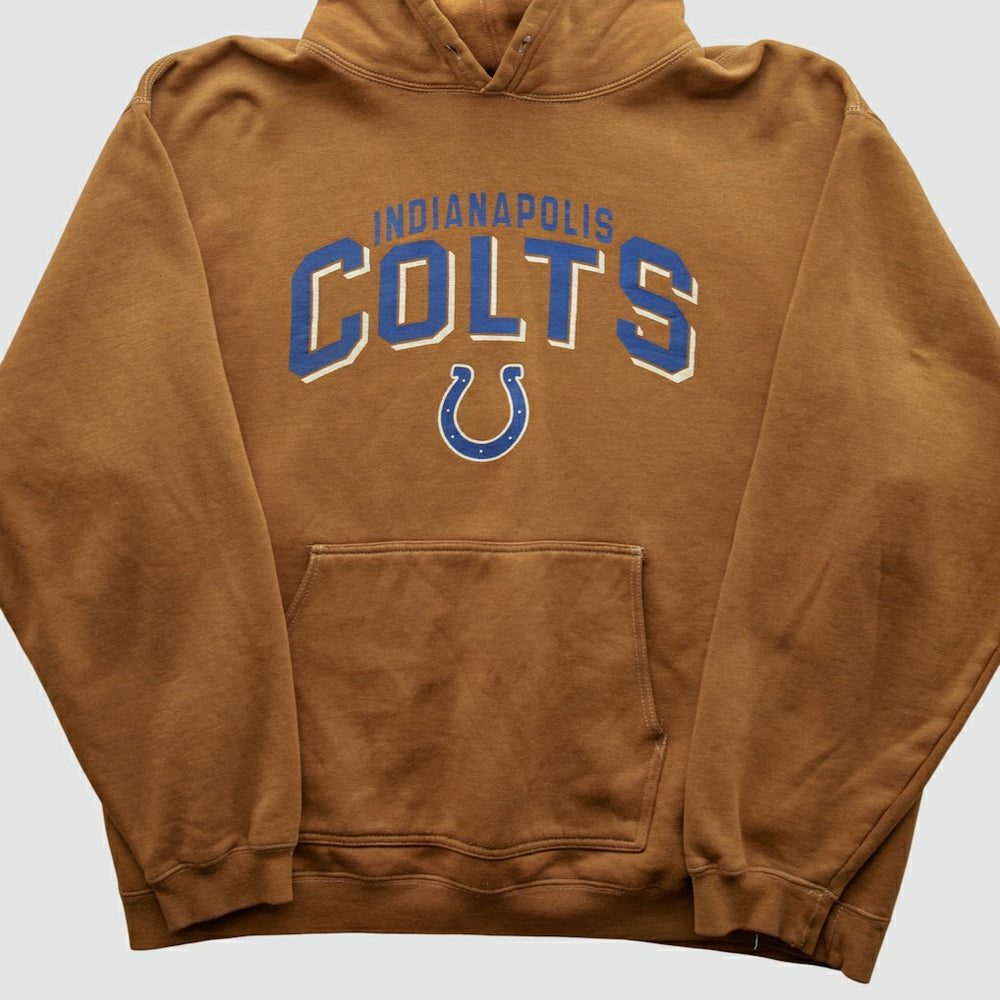 Indianapolis Colts Reebok 2000s Hooded Pullover Sweatshirt Tan Vintage - Fanatics