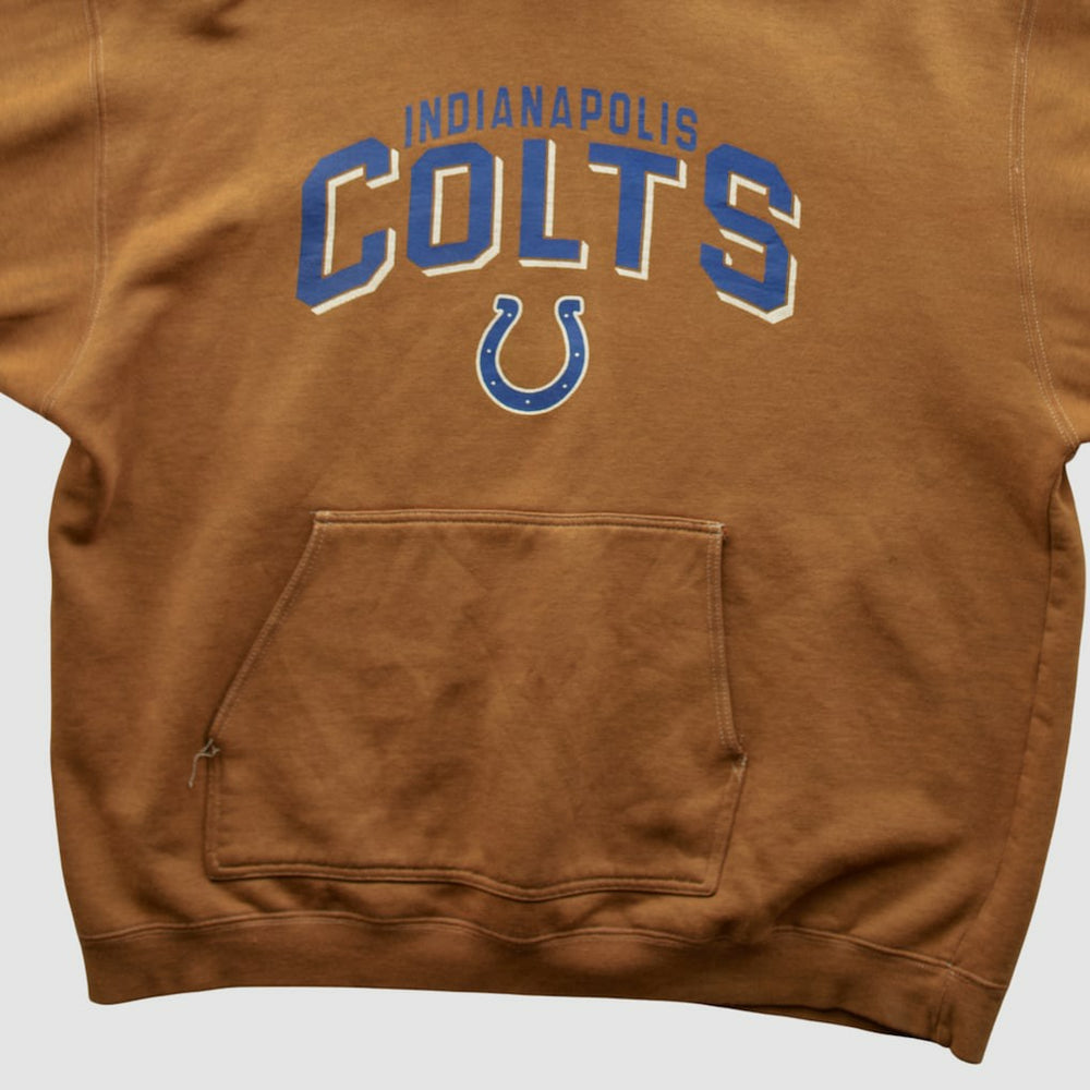 Indianapolis Colts Reebok 2000s Hooded Pullover Sweatshirt Tan Vintage - Fanatics