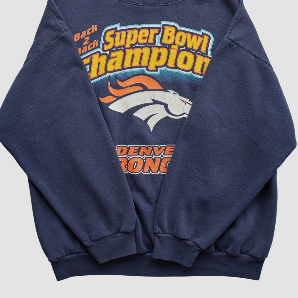 Denver Broncos Logo 7 1999 Pullover Sweatshirt Navy Vintage - Fanatics