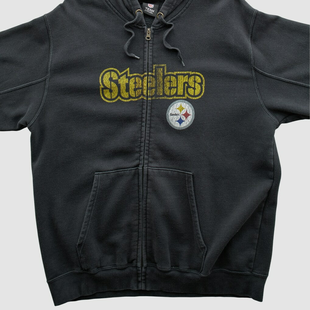 Pittsburgh Steelers NFL 2010s Hooded Full Zip Sweatshirt Black Vintage - Fanatics