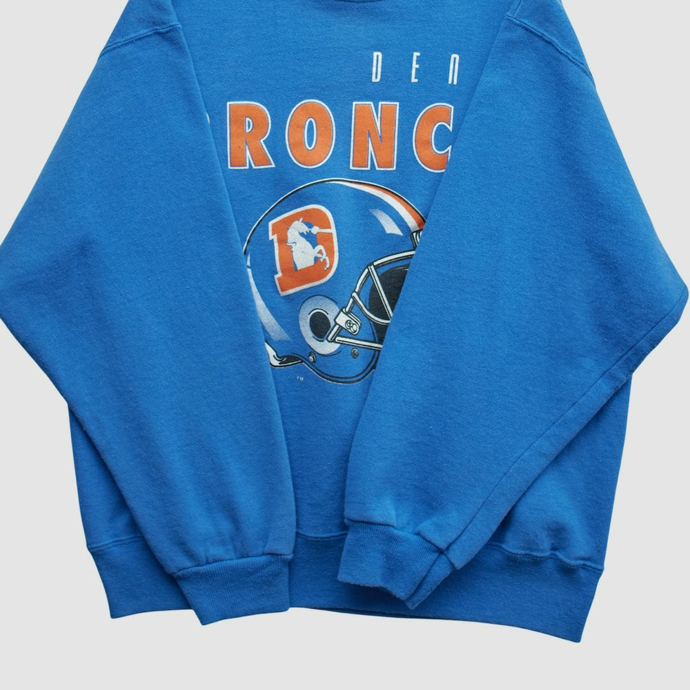 Denver Broncos Hanes 90s Pullover Sweatshirt Blue Vintage - Fanatics