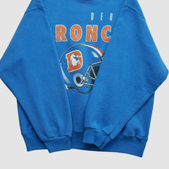 Denver Broncos Hanes 90s Pullover Sweatshirt Blue Vintage - Fanatics