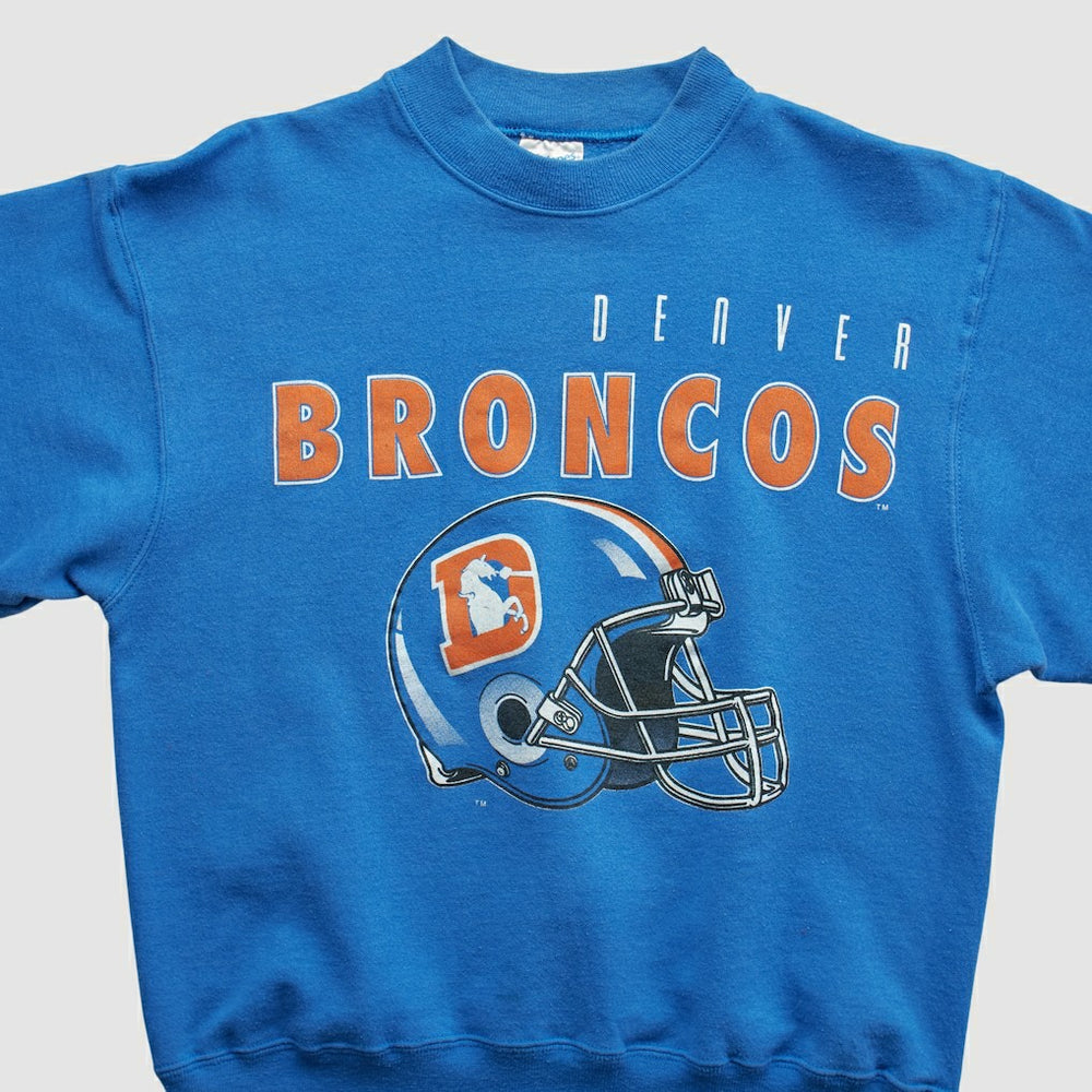 Denver Broncos Hanes 90s Pullover Sweatshirt Blue Vintage - Fanatics