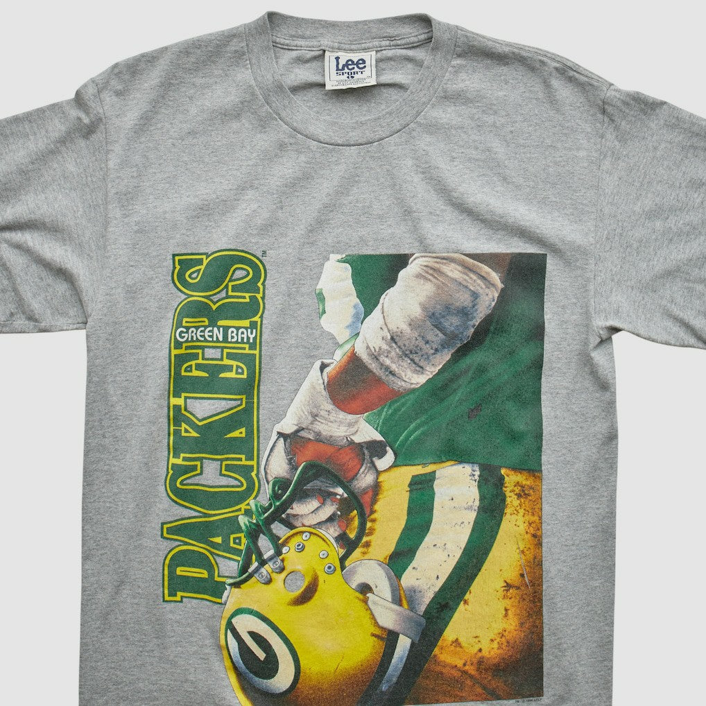 Green Bay Packers Lee Apparel 90s T-shirt Heather Gray Vintage - Fanatics
