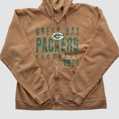Green Bay Packers NFL 2000s Hooded Full Zip Sweatshirt Tan Vintage - Fanatics