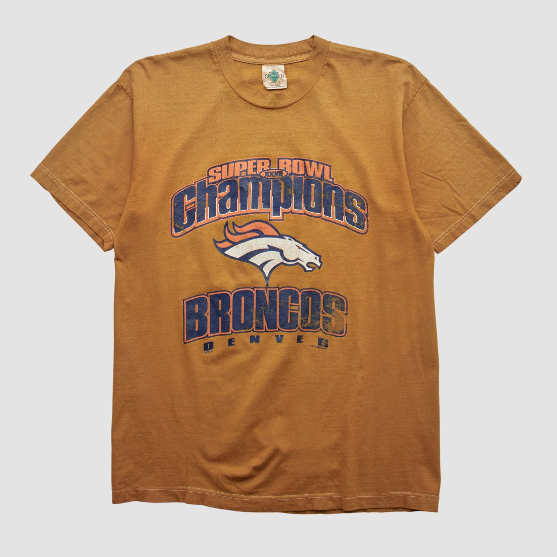 Denver Broncos Tour Champ 90s T-shirt Tan Vintage - Fanatics