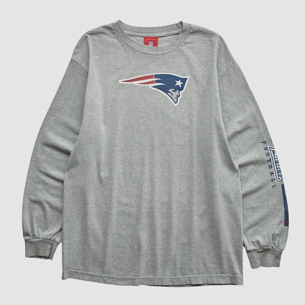 New England Patriots NFL 2000s Long Sleeve T-shirt Heather Gray Vintage - Fanatics
