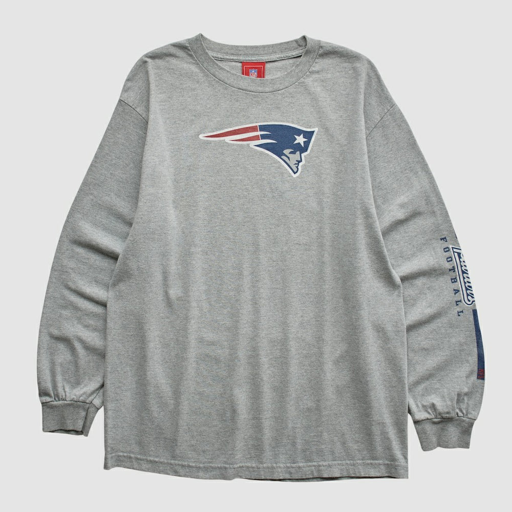 New England Patriots NFL 2000s Long Sleeve T-shirt Heather Gray Vintage - Fanatics