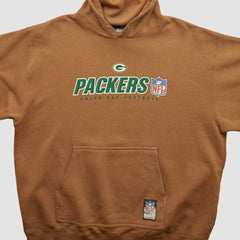 Green Bay Packers NFL 2000s Hooded Pullover Sweatshirt Brown Vintage - Fanatics