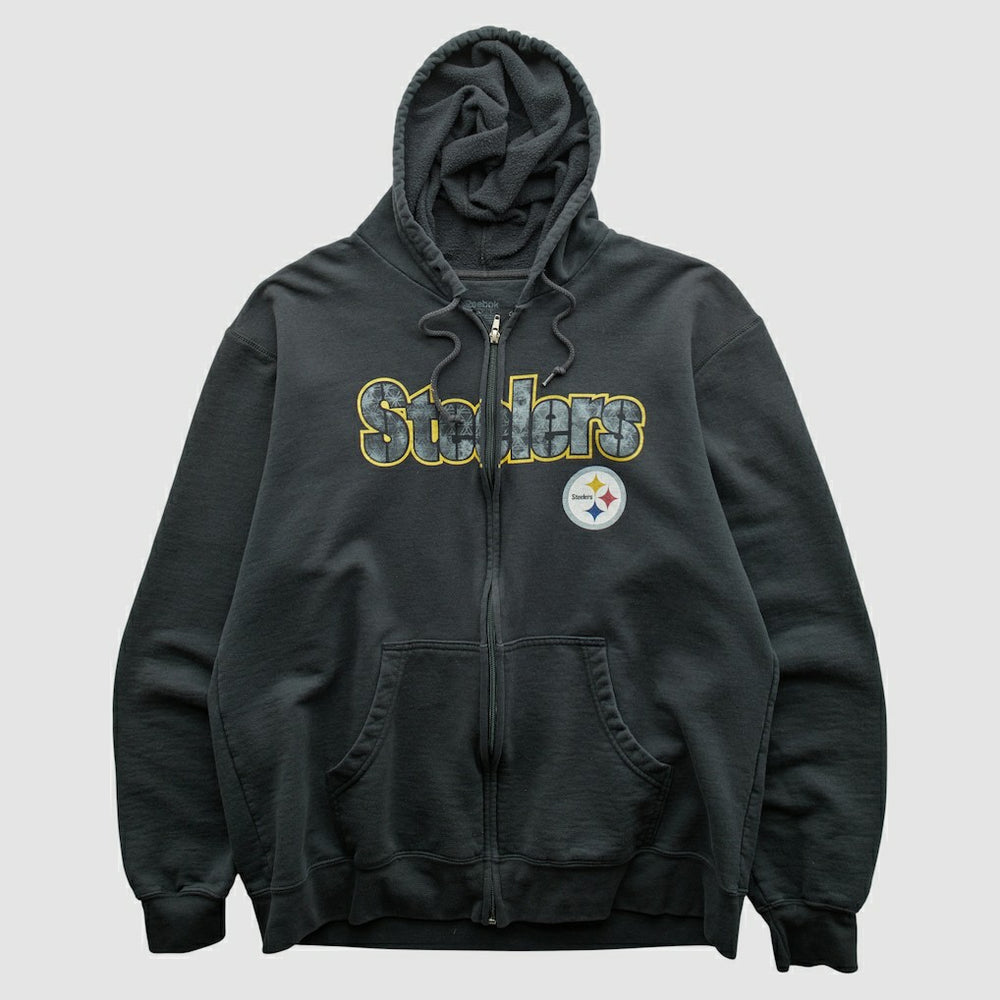 Pittsburgh Steelers Reebok 2000s Hooded Full Zip Sweatshirt Charcoal Vintage - Fanatics