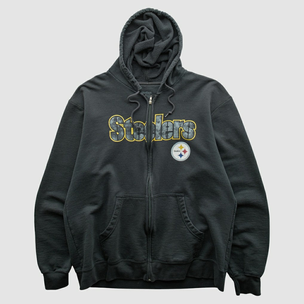 Pittsburgh Steelers Reebok 2000s Hooded Full Zip Sweatshirt Charcoal Vintage - Fanatics