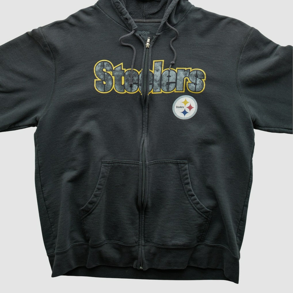 Pittsburgh Steelers Reebok 2000s Hooded Full Zip Sweatshirt Charcoal Vintage - Fanatics
