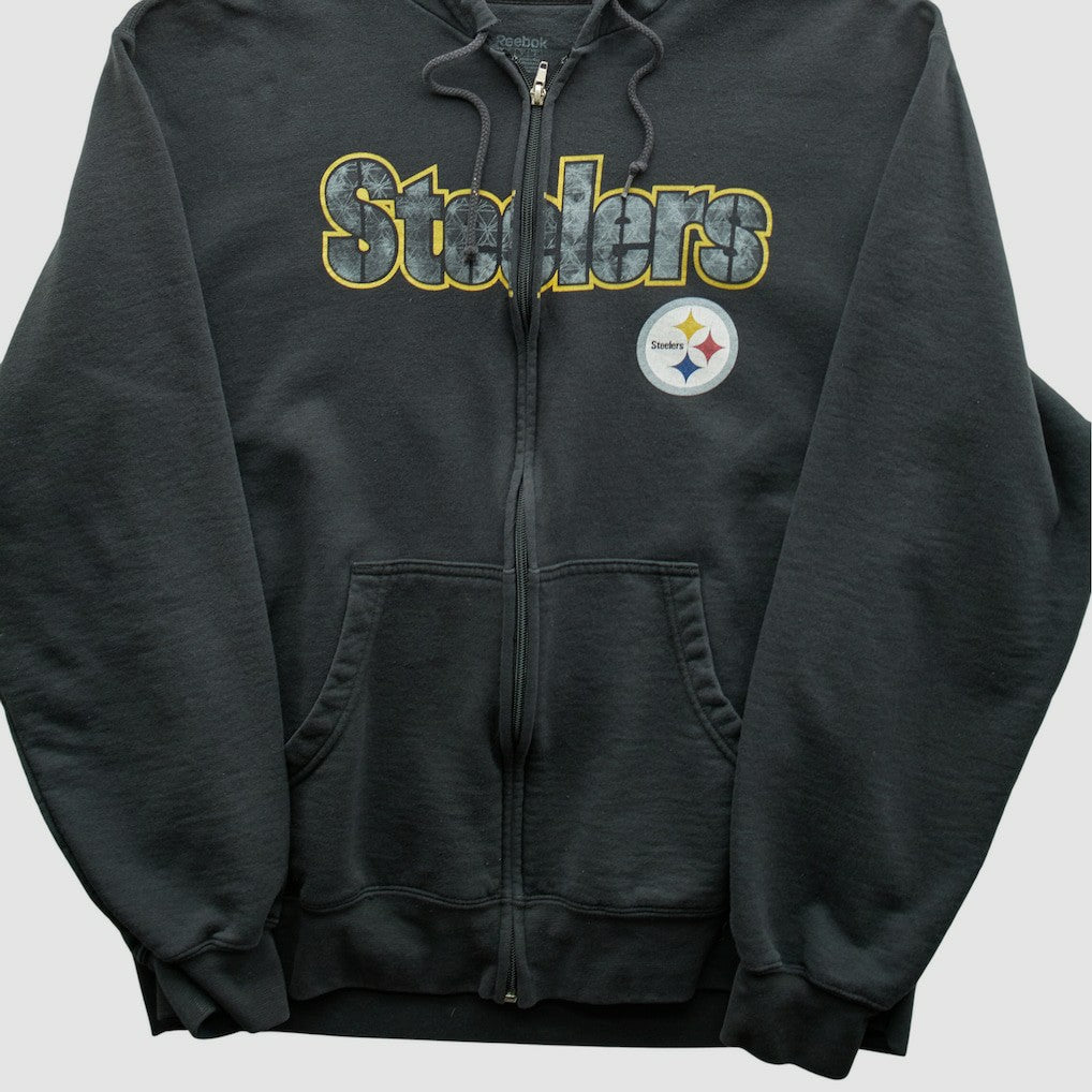 Pittsburgh Steelers Reebok 2000s Hooded Full Zip Sweatshirt Charcoal Vintage - Fanatics