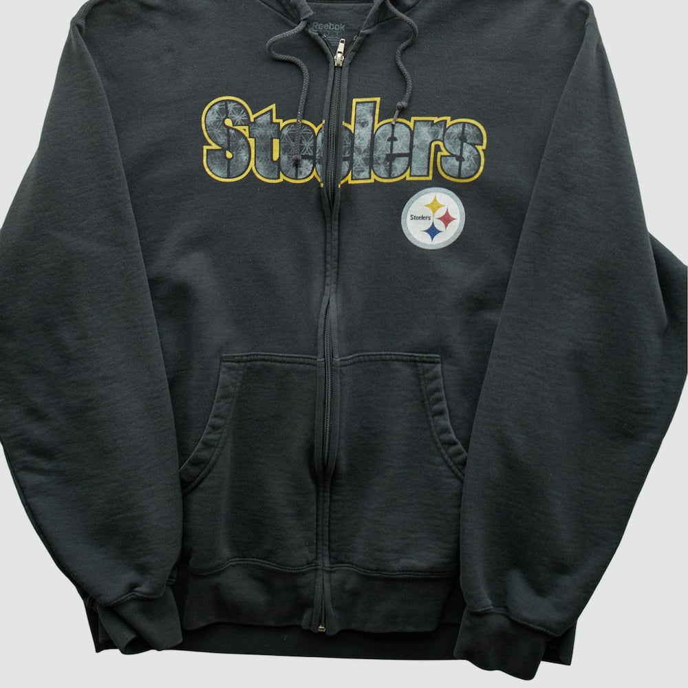 Pittsburgh Steelers Reebok 2000s Hooded Full Zip Sweatshirt Charcoal Vintage - Fanatics