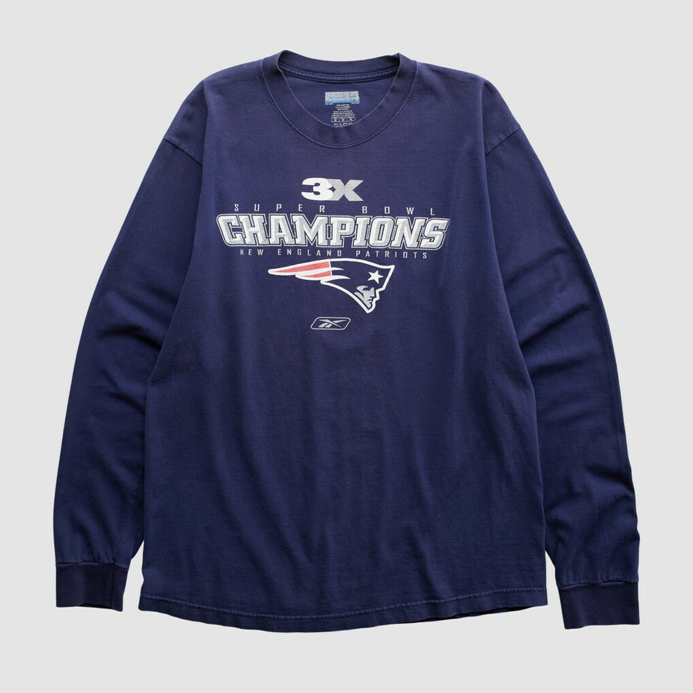 New England Patriots Reebok 2000s Long Sleeve T-shirt Navy Vintage - Fanatics